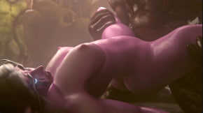 Nagoonimation 暗夜精灵巨乳女猎手被狂暴干内射 3D